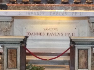 The last time I was in St. Peter's, this tomb read "Blessed John Paul II." Now it says, "Saint John Paul II."