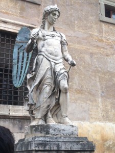 One of the early statues of St. Michael the Archangel to top the castle (turns out they had some problems  with the bronze wings and attracting lightning!)