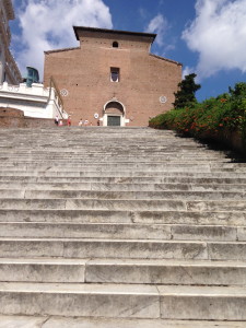 That's a lot of stairs to climb to get to church!