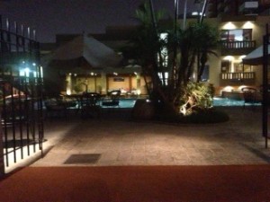 Picture of the pool from the dining area after we had dinner