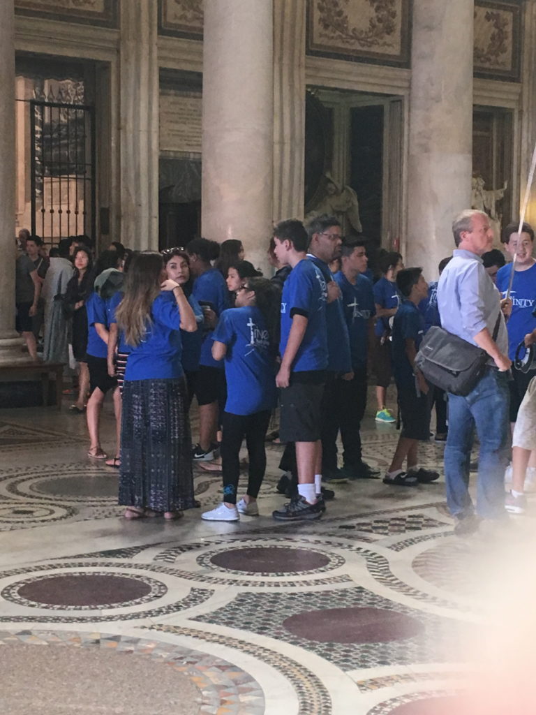 A youth group at the Santa Maria Maggiore Basilica.